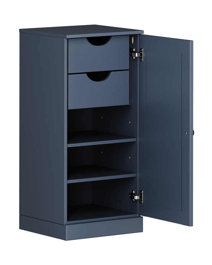 Antique Blue Solid Wood Bathroom Storage Cabinet with 2 Drawers