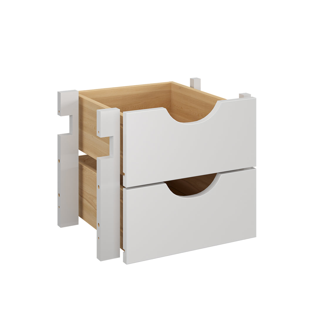 100% Solid Wood Modular Cabinet 2-Small Drawer Storage Kit For 16.5" Wide Cabinet