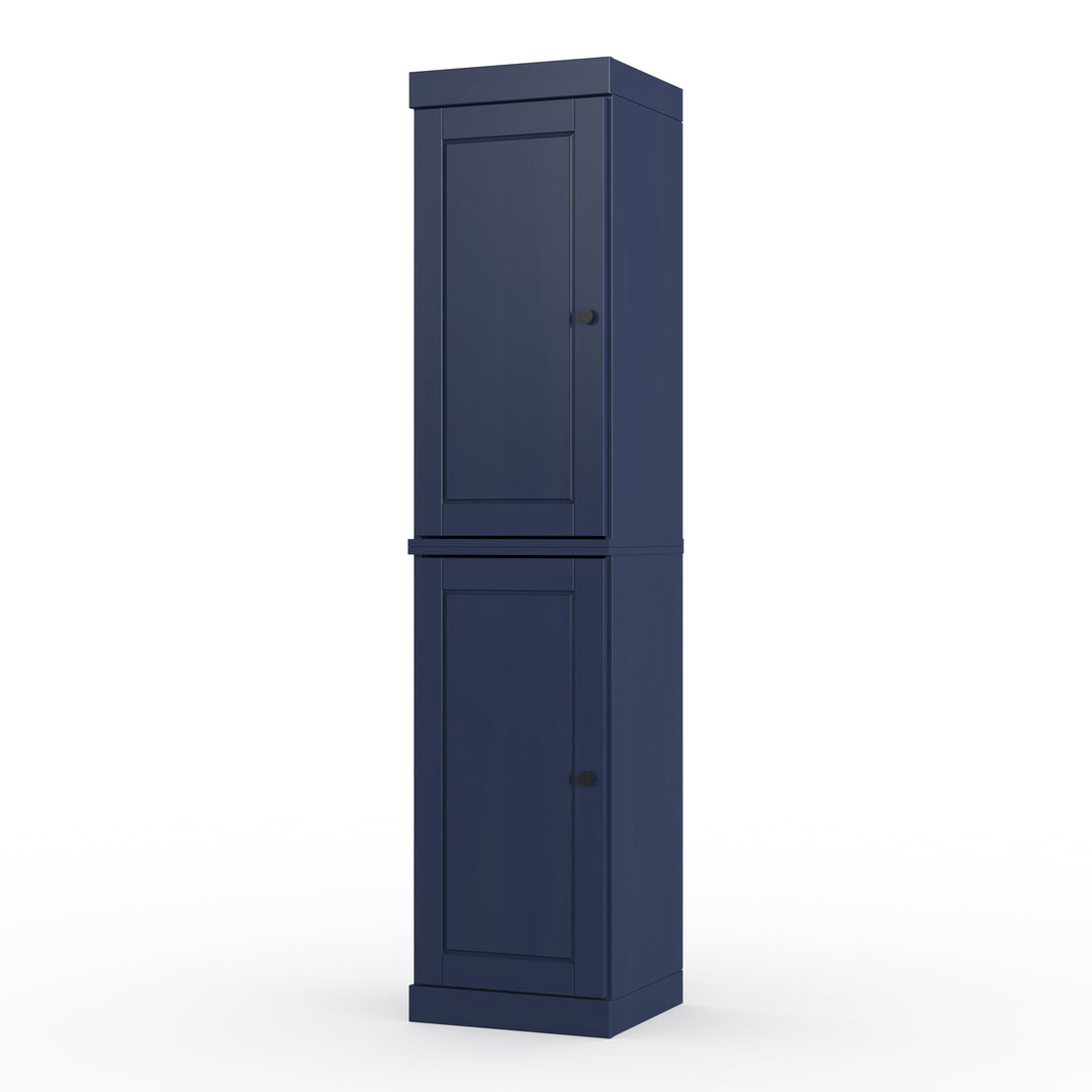 100% Solid Wood Bathroom Storage Cabinet, Raised Panel Doors, 4 Drawers, Adjustable Shelves, 16.5" Wide, 71.5" Tall