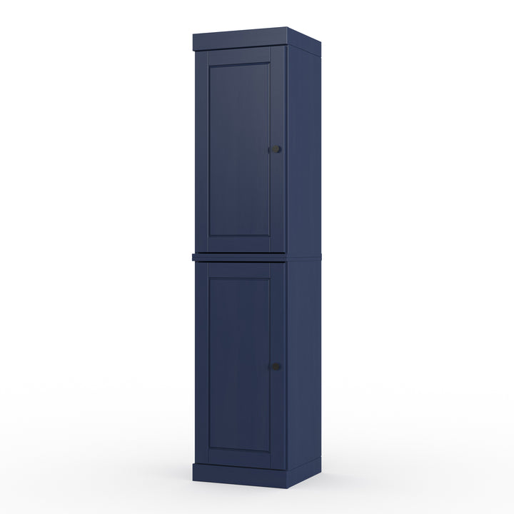 100% Solid Wood Bathroom Storage Cabinet, Raised Panel Doors, 4 Drawers, Adjustable Shelves, 16.5" Wide, 71.5" Tall