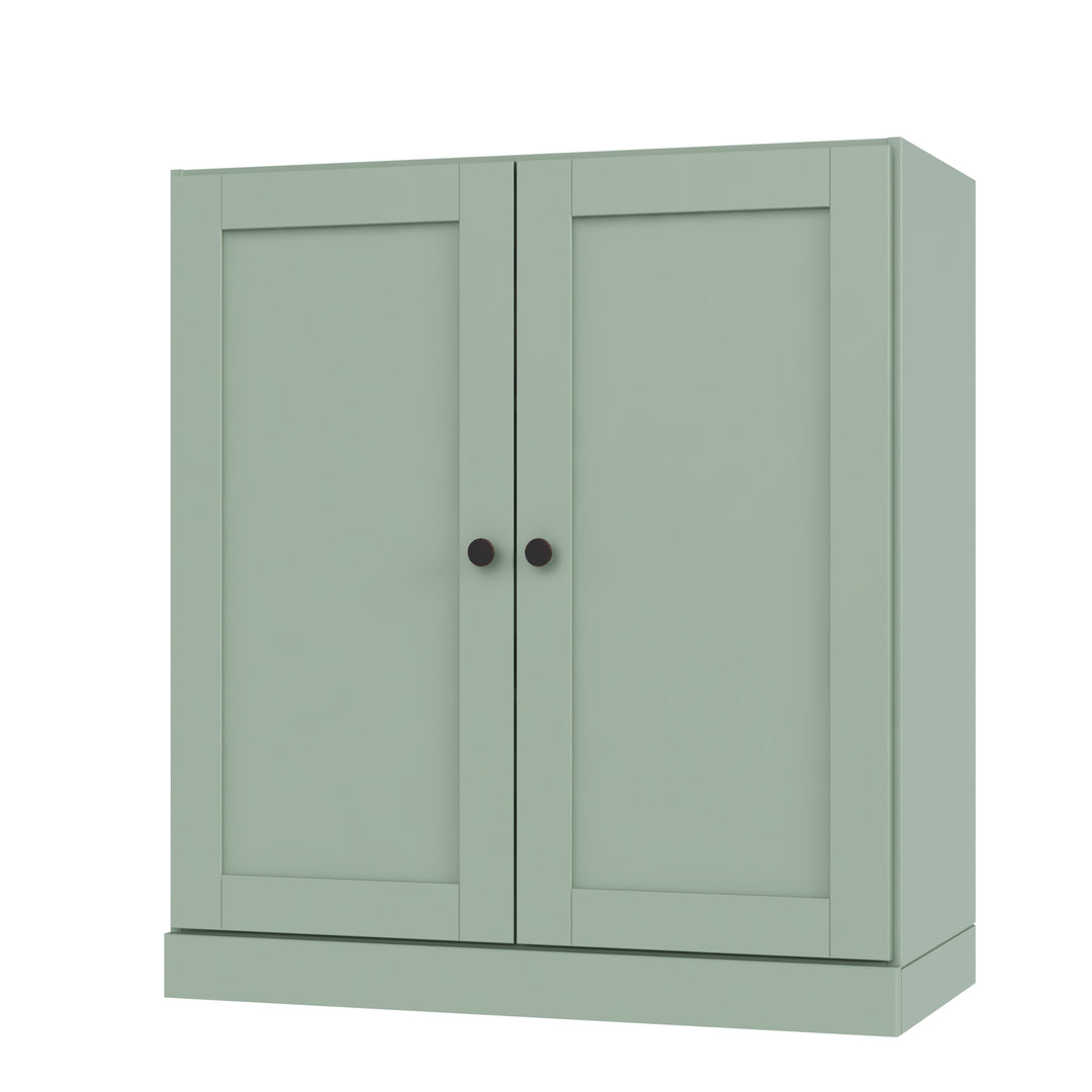 100% Solid Wood 3-Shelf 32" Bookcase, 2 Shaker Wood Doors, Adjustable Shelves