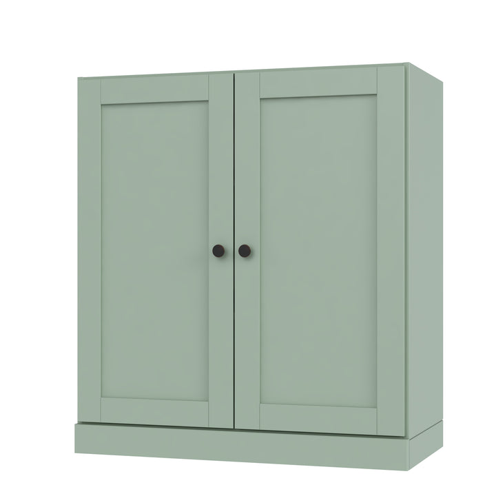 100% Solid Wood 3-Shelf 32" Bookcase, 2 Shaker Wood Doors, Adjustable Shelves