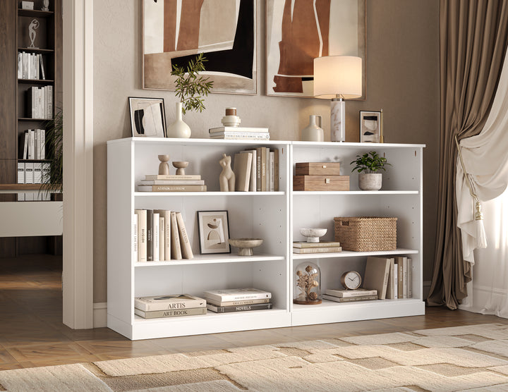100% Solid Wood Freestanding Modular 6-Shelf Bookcase Cabinet with Open Adjustable Shelves, Display Storage Bookshelf, 64" W x 35.75" H