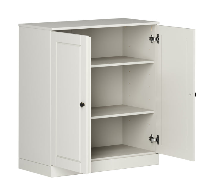 100% Solid Wood 3-Shelf Bookcase Cabinet with Doors, Storage Bookshelf with Adjustable Shelves, 32" W x 35.75" H