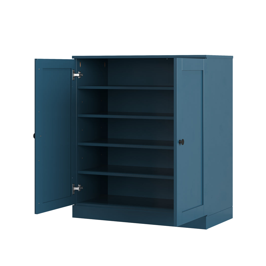100% Solid Wood Shoe Storage Cabinet with Shaker Doors, Adjustable Shelves, Space Saving Stackable Entryway Organizer, 32" W x 35.75" H