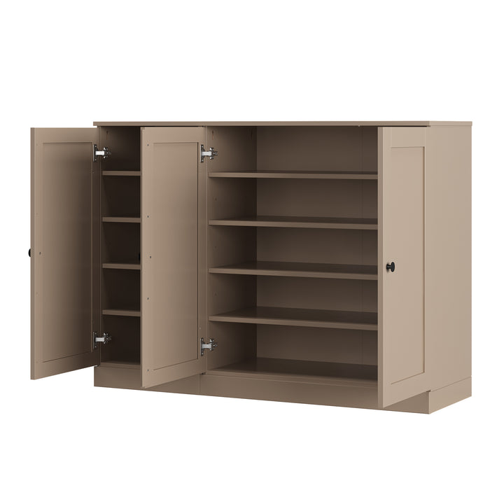 100% Solid Wood Shoe Storage Cabinet with Shaker Doors, Adjustable Shelves, Space Saving Modular Entryway Organizer, 48.5" W x 35.75" H