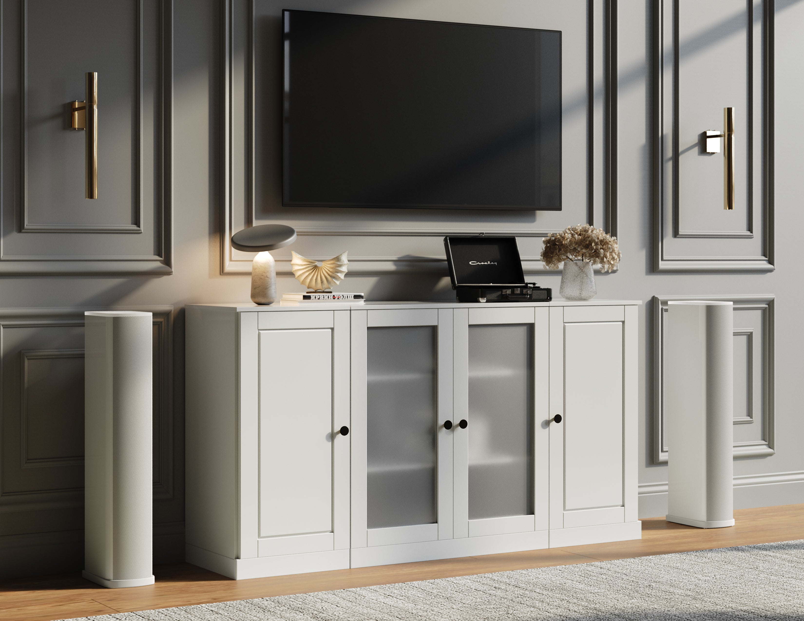 100% Solid Wood TV Stand for TVs up to 65