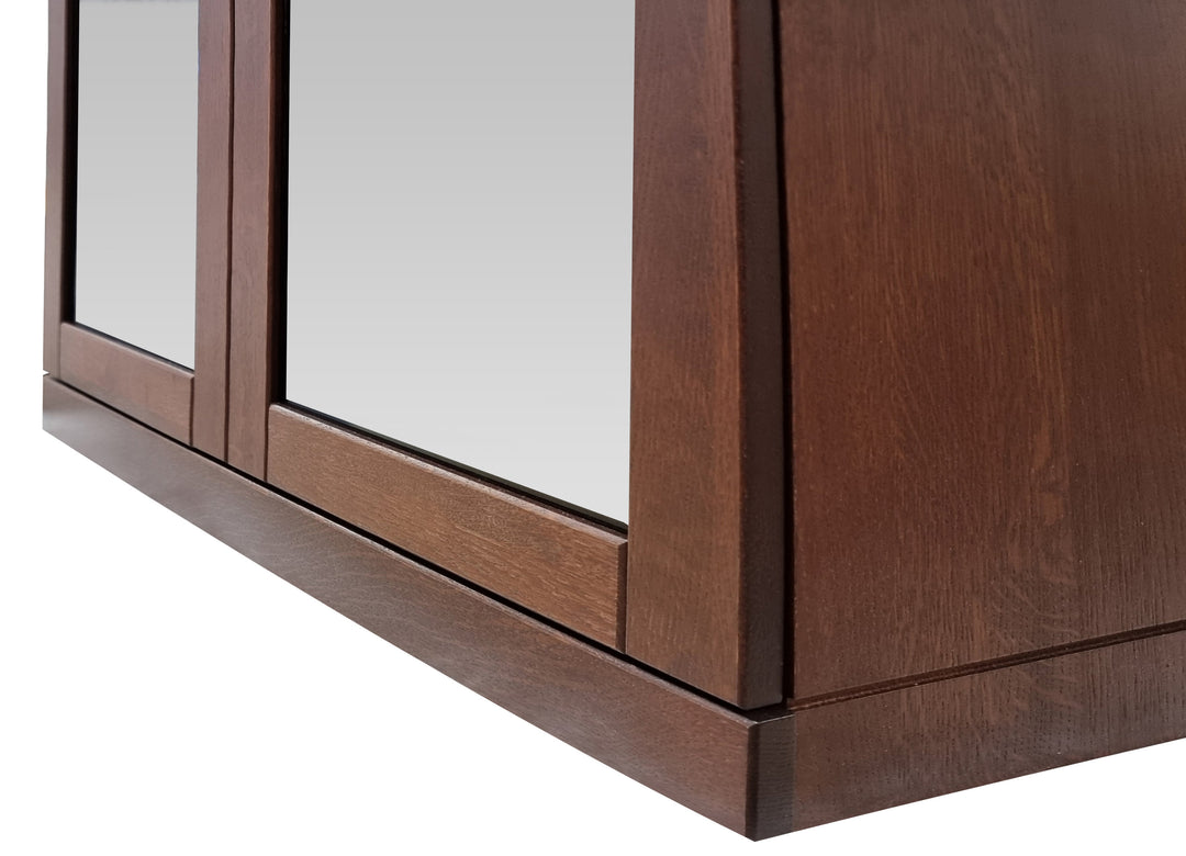 Premium 100% Solid European Oak Hardwood 6-Shelf Modular Bookcase with Tinted Glass Doors – 32" Wide, 71.5" Tall