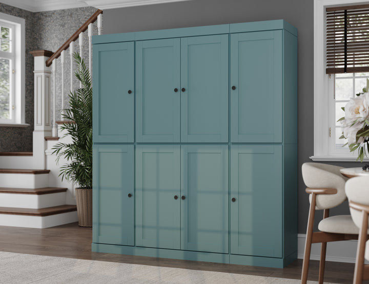 100% Solid Wood 65" Pantry Cabinet, 8 Shaker Wood Doors