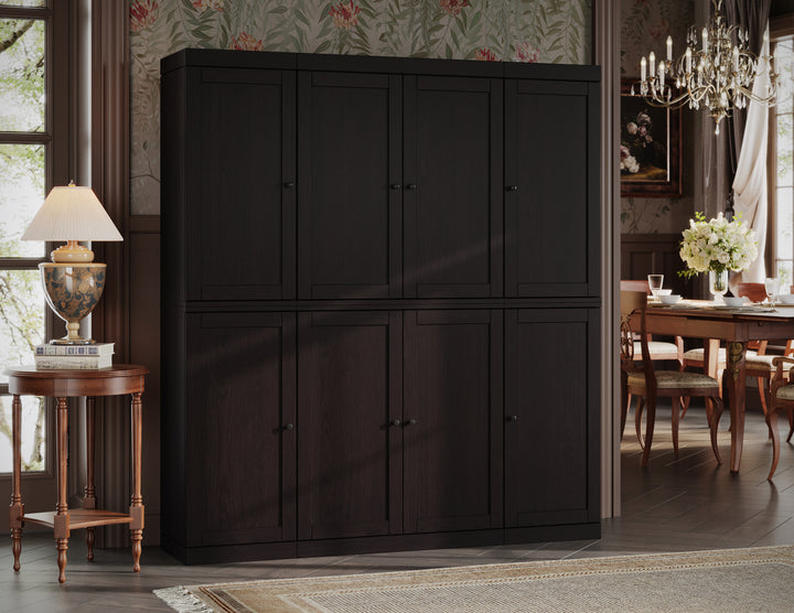 Premium 100% Solid European Oak Hardwood Modular Dining Room Cabinet with Shaker Doors – 64" Wide, 71.5" Tall