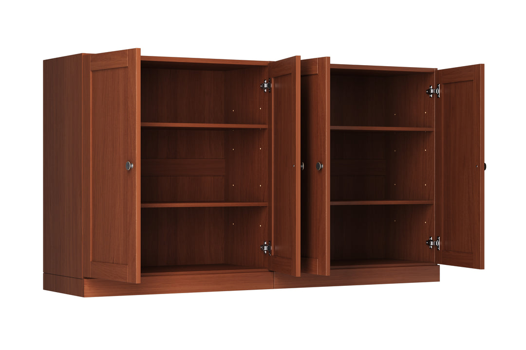 100% Solid Brazilian Pine Wood Sideboard, Shaker Doors, Adjustable Shelves, 64" Wide, 35.75" Tall
