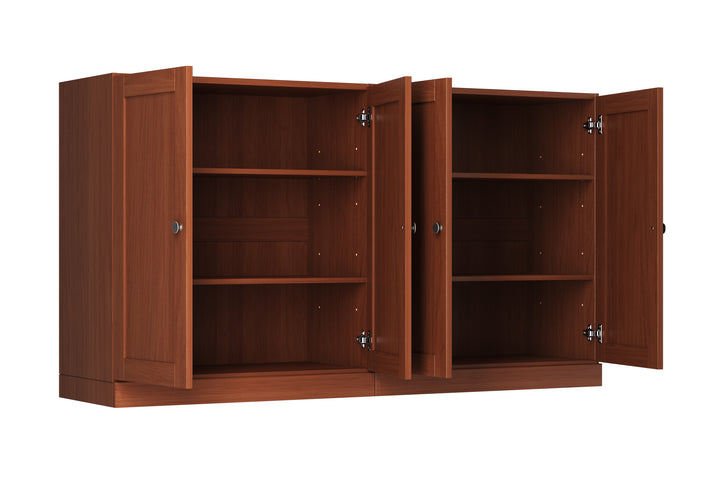 100% Solid Brazilian Pine Wood Sideboard, Shaker Doors, Adjustable Shelves, 64" Wide, 35.75" Tall