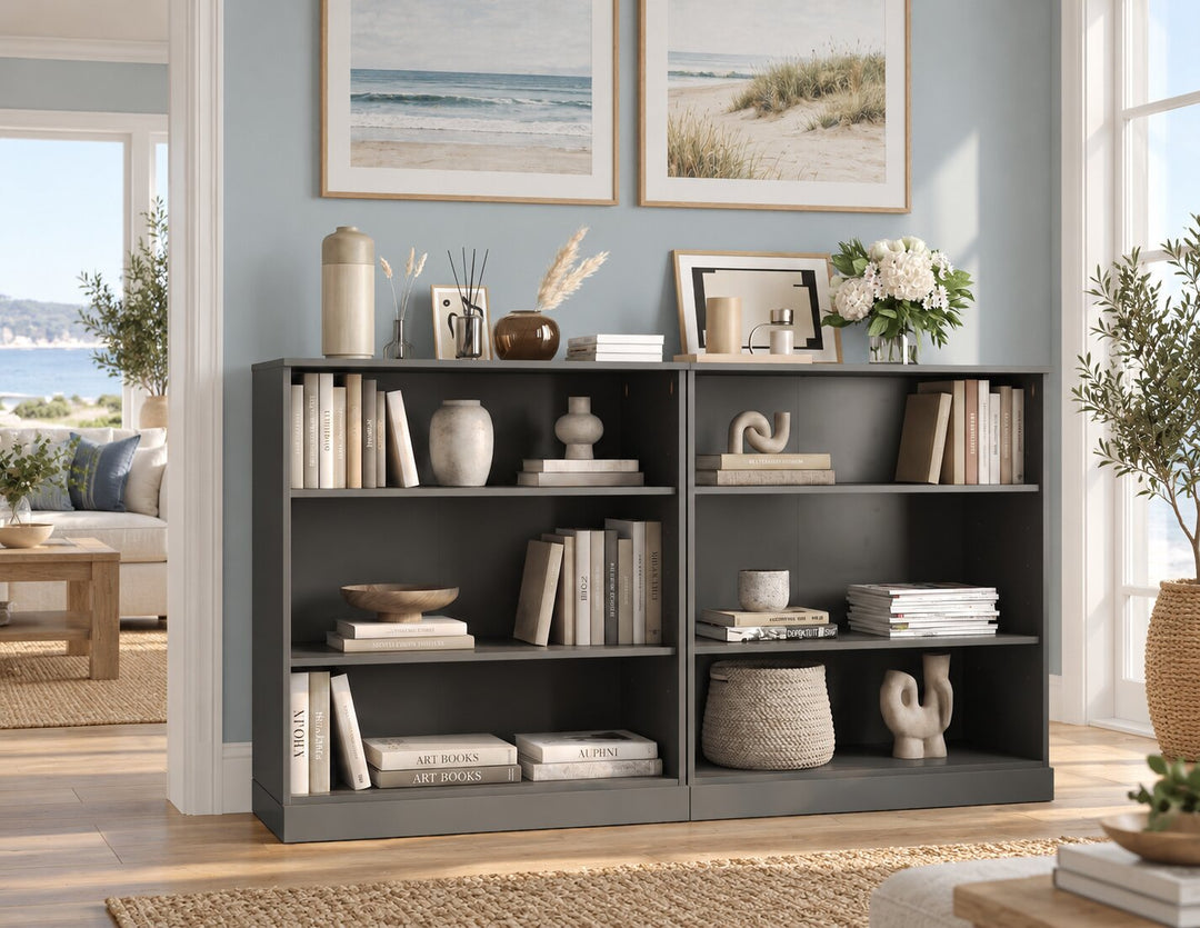 100% Solid Wood Freestanding Modular 6-Shelf Bookcase Cabinet with Open Adjustable Shelves, Display Storage Bookshelf, 64" W x 35.75" H