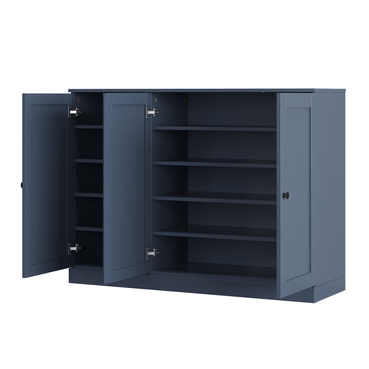 100% Solid Wood Shoe Storage Cabinet with Shaker Doors, Adjustable Shelves, Space Saving Modular Entryway Organizer, 48.5" W x 35.75" H