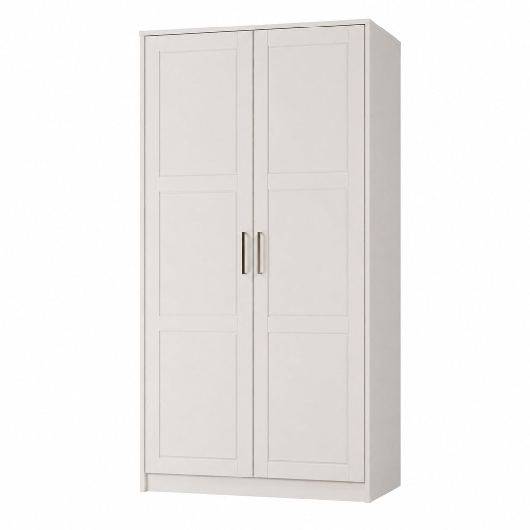 100% Solid Wood 2-Door Wardrobe Armoire with Raised Panel Doors, Bedroom Closet Storage - Urban Collection