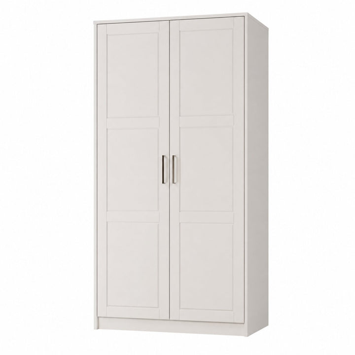 100% Solid Wood 2-Door Wardrobe Armoire with Raised Panel Doors, Bedroom Closet Storage - Urban Collection