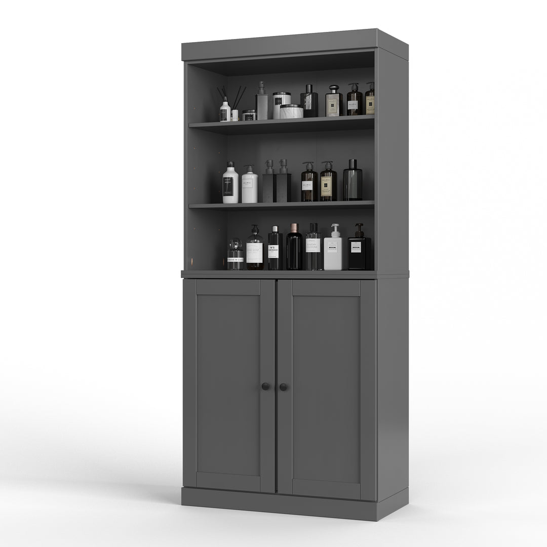 100% Solid Brazilian Pine Wood 32" Bathroom Storage Cabinet with Bottom Shaker Doors and Adjustable Shelves