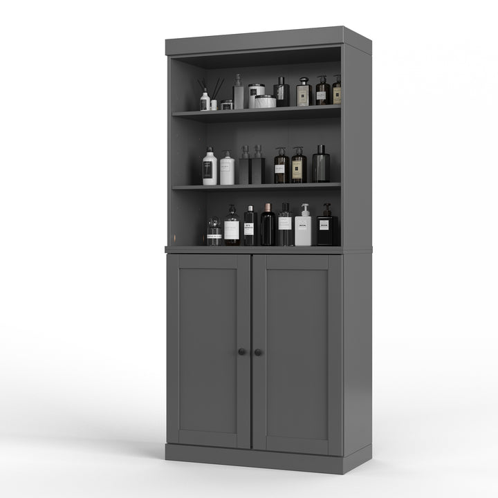 100% Solid Brazilian Pine Wood 32" Bathroom Storage Cabinet with Bottom Shaker Doors and Adjustable Shelves