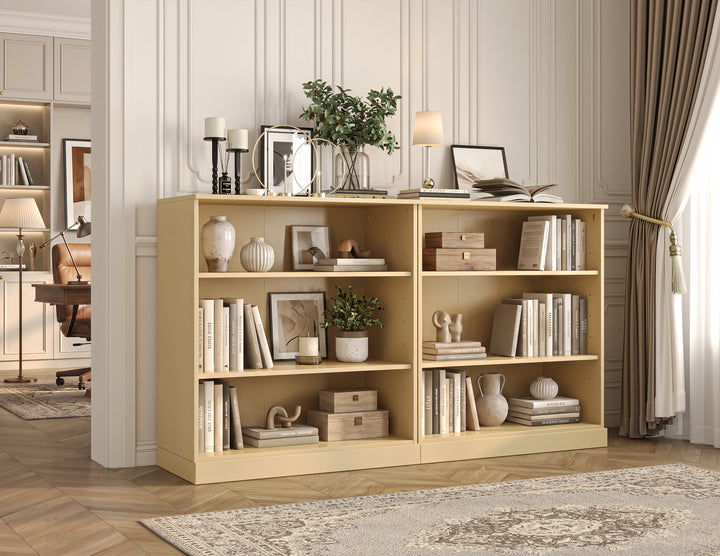 100% Solid Wood 6-Shelf Bookcase Cabinet with Open Storage and Adjustable Shelves, Display Bookshelf, 64" W x 35.75" H