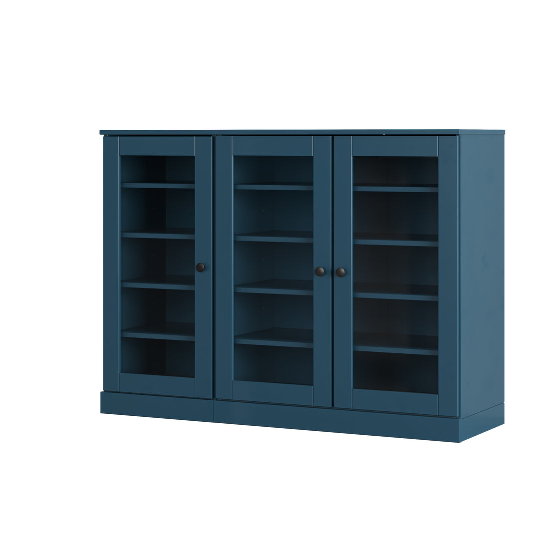 100% Solid Wood Glass Door Shoe Storage Cabinet, Adjustable Shelves, Space Saving Modular Entryway Organizer, 48.5" W x 35.75" H