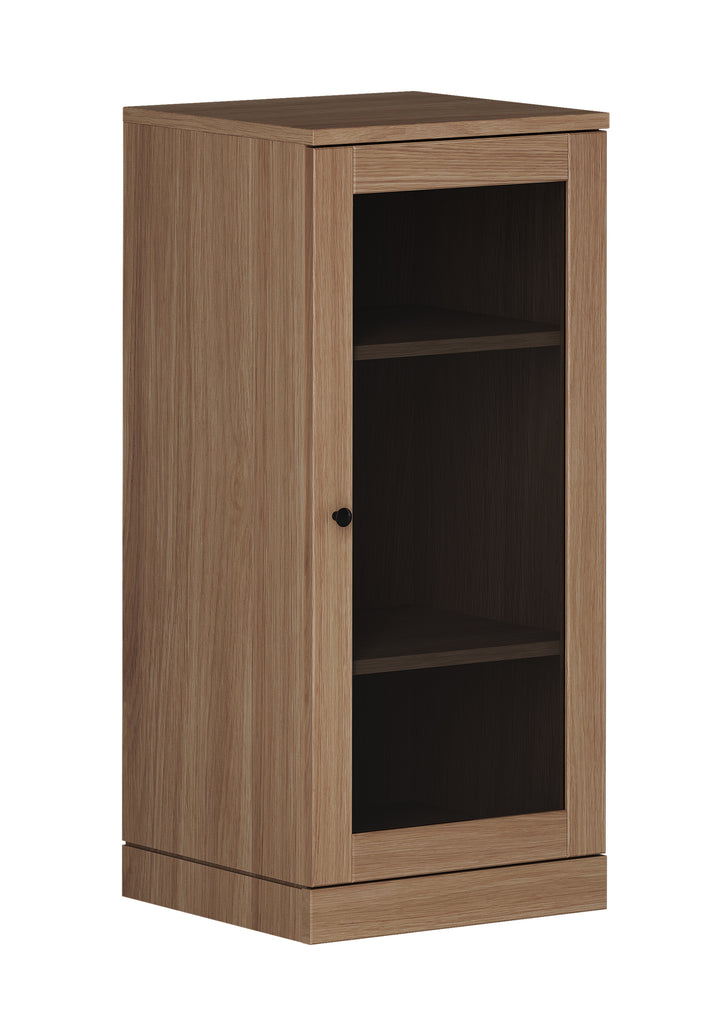 Premium 100% Solid European Oak Bathroom Wall Cabinet with Tinted Glass Doors, 16" W x 35.75" H