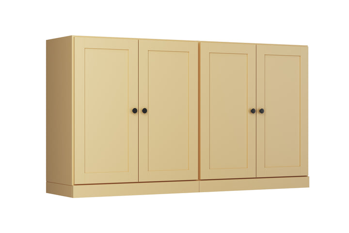 100% Solid Brazilian Pine Wood Sideboard, Shaker Doors, Adjustable Shelves, 64" Wide, 35.75" Tall