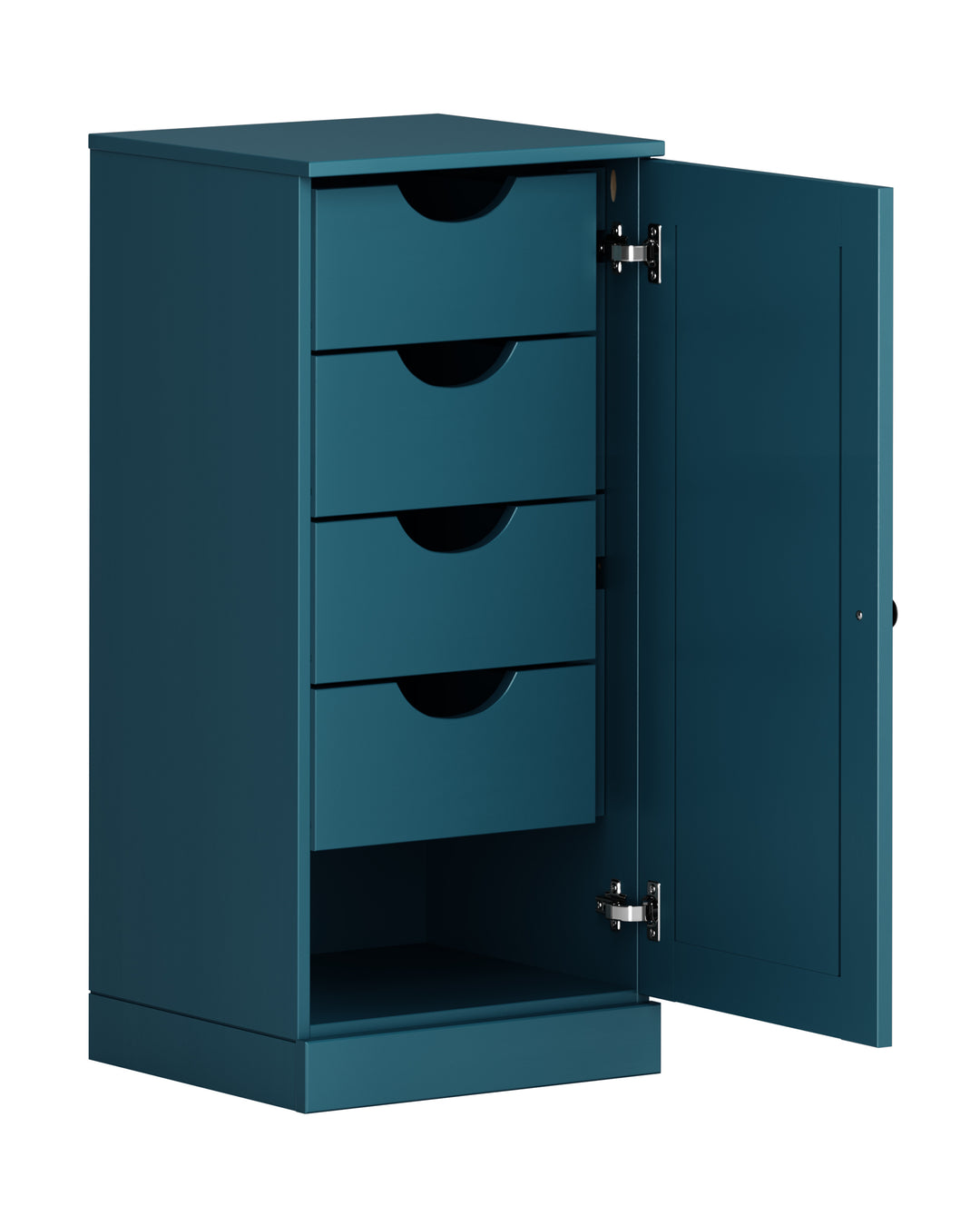 100% Solid Wood Bathroom Storage Cabinet, Shaker Door, 4 Drawers, Adjustable Shelves, 16.5" Wide, 35.75" Tall