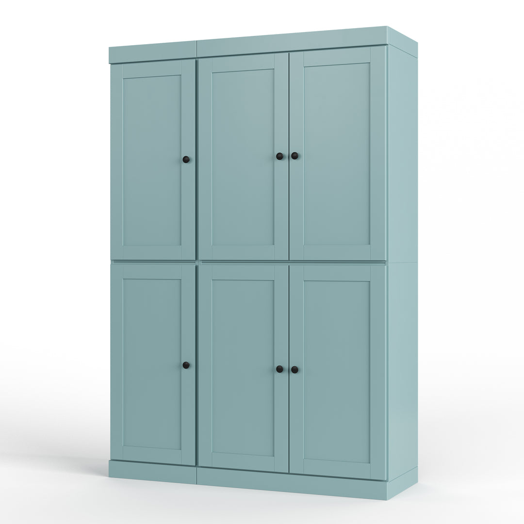 100% Solid Wood 48.5" Pantry Cabinet, Shaker Wood Doors, 2-Drawers