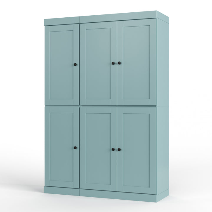 100% Solid Wood 48.5" Pantry Cabinet, Shaker Wood Doors, 2-Drawers