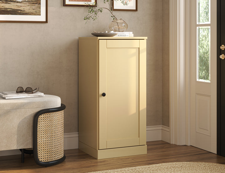 100% Solid Wood Narrow Shoe Storage Cabinet with Shaker Door, Adjustable Shelves, Space Saving Stackable Organizer, 16.5" W x 35.75" H