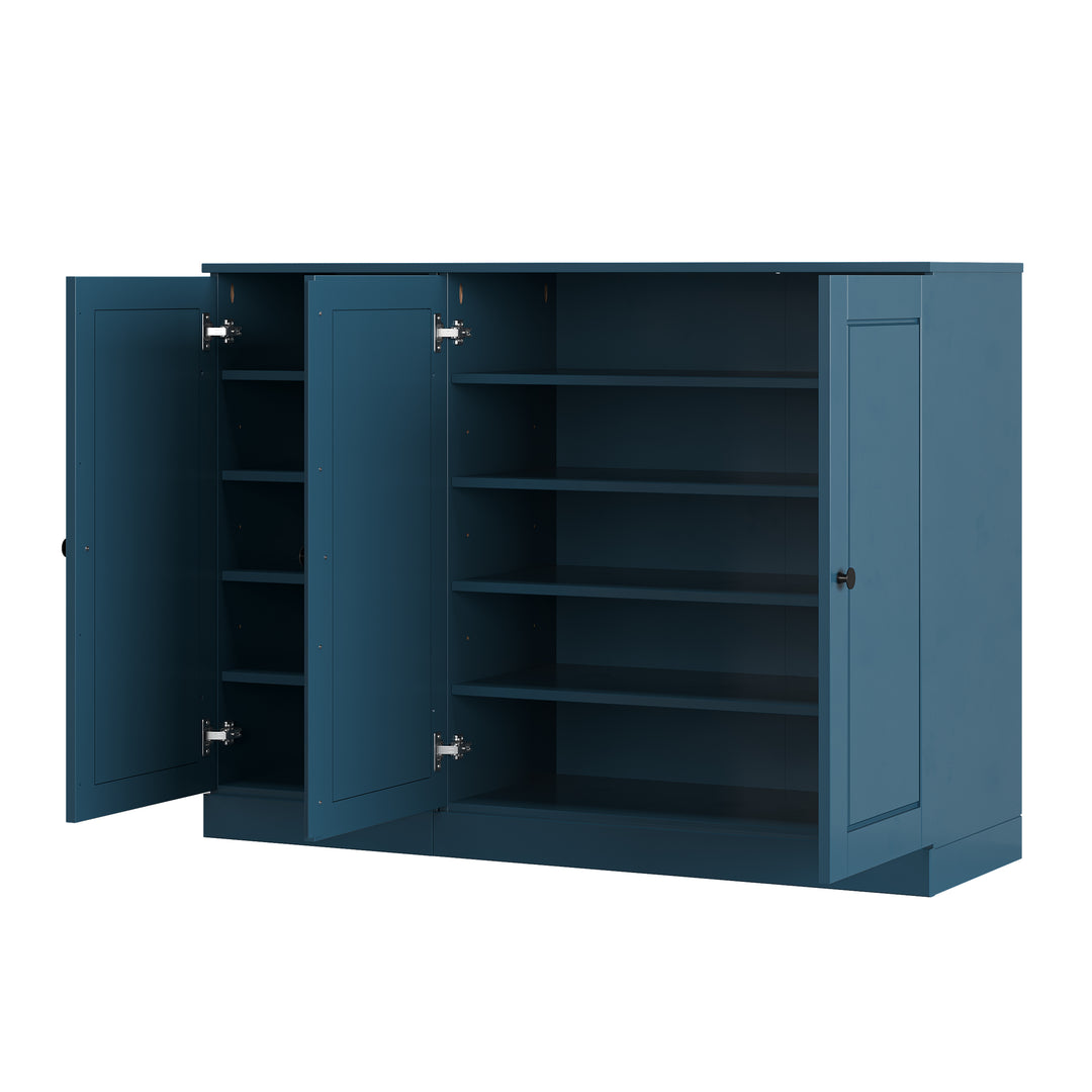 100% Solid Wood Shoe Storage Cabinet with Raised Panel Doors, Adjustable Shelves, Space Saving Modular Entryway Organizer, 48.5" W x 35.75" H