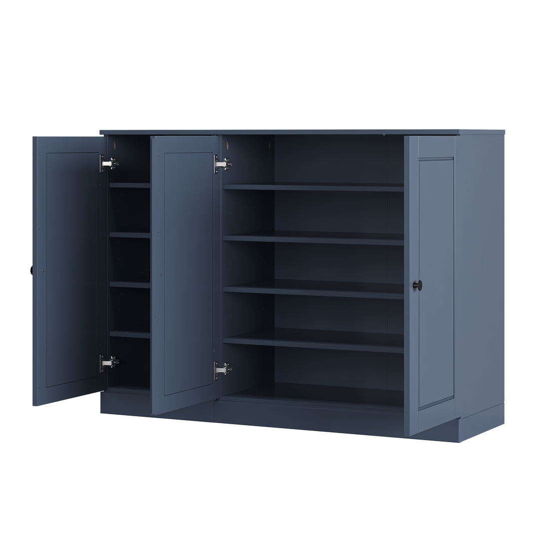 100% Solid Wood Shoe Storage Cabinet with Raised Panel Doors, Adjustable Shelves, Space Saving Modular Entryway Organizer, 48.5" W x 35.75" H