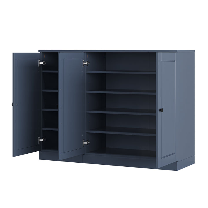 100% Solid Wood Shoe Storage Cabinet with Raised Panel Doors, Adjustable Shelves, Space Saving Modular Entryway Organizer, 48.5" W x 35.75" H