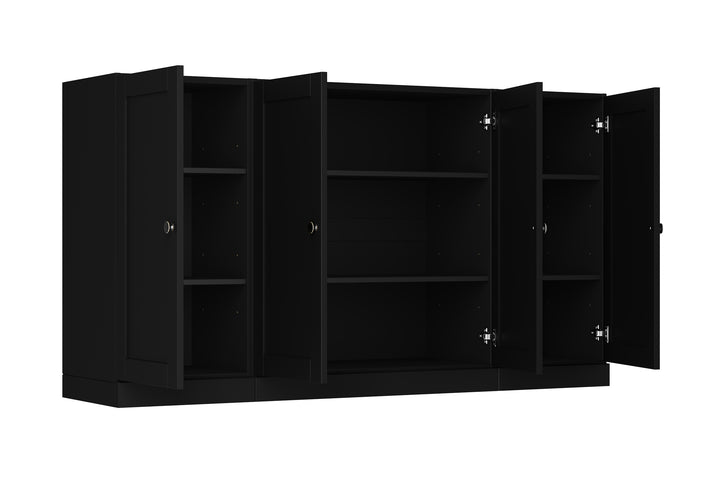 100% Solid Brazilian Pine Wood Sideboard, Shaker Doors, Adjustable Shelves, 65" Wide, 35.75" Tall