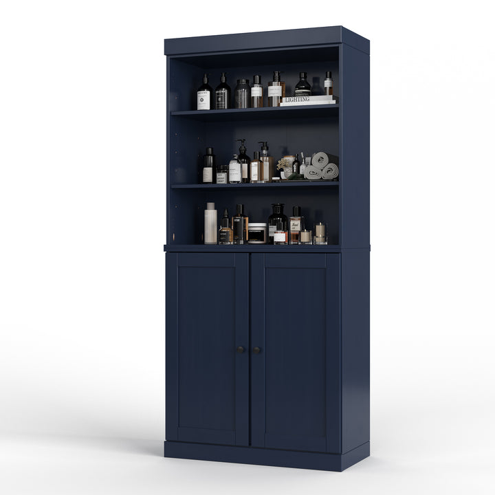 100% Solid Brazilian Pine Wood 32" Bathroom Storage Cabinet with Bottom Shaker Doors and Adjustable Shelves