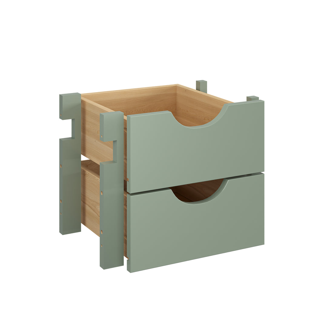 100% Solid Wood Modular Cabinet 2-Small Drawer Storage Kit For 16.5" Wide Cabinet