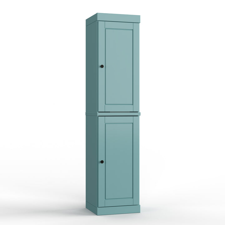 100% Solid Wood Bathroom Storage Cabinet, Raised Panel Doors, 4 Drawers, Adjustable Shelves, 16.5" Wide, 71.5" Tall