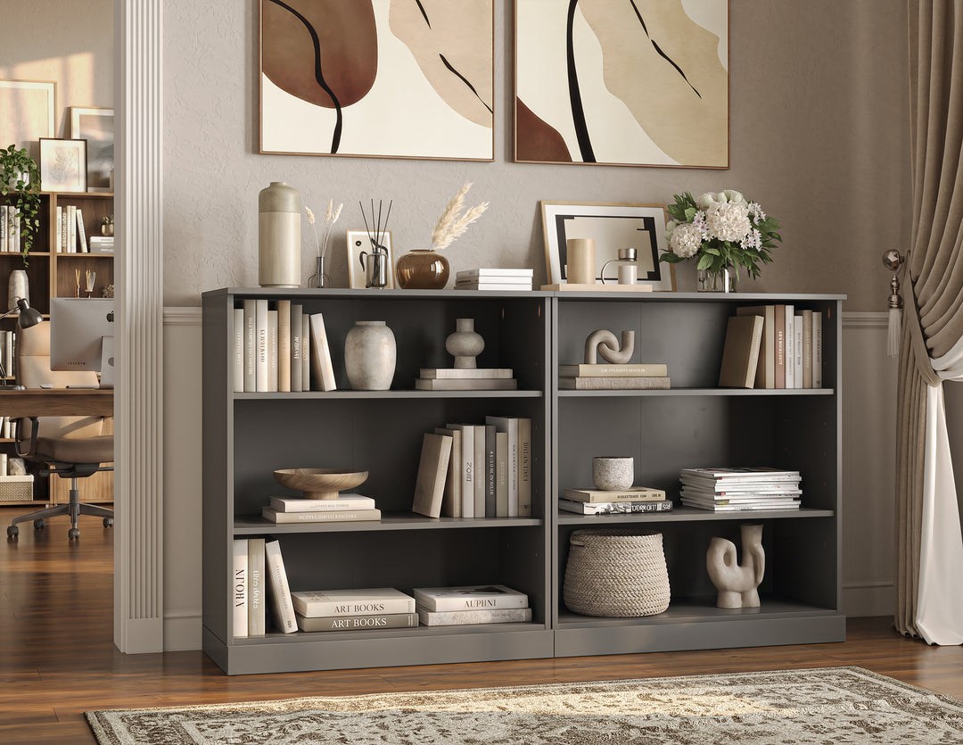 100% Solid Wood Freestanding Modular 6-Shelf Bookcase Cabinet with Open Adjustable Shelves, Display Storage Bookshelf, 64" W x 35.75" H