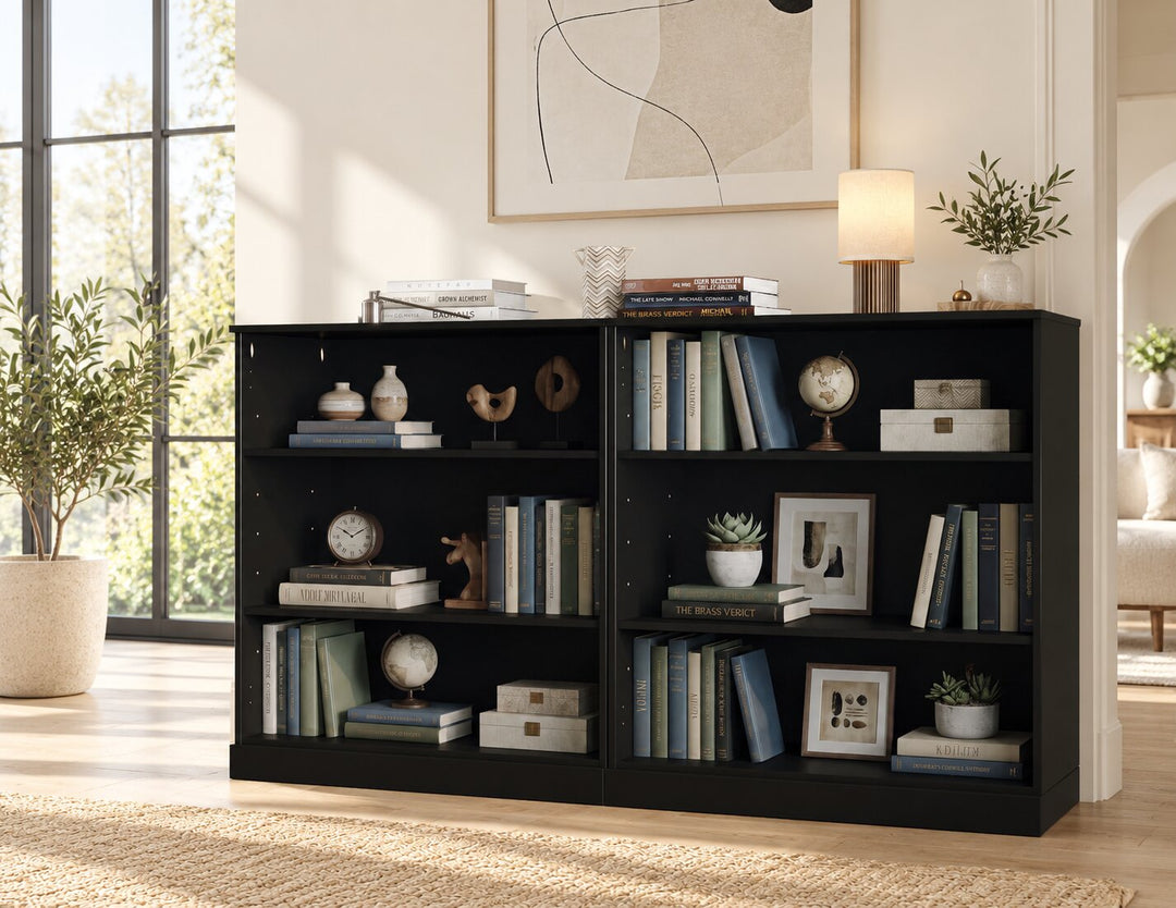 100% Solid Wood Freestanding Modular 6-Shelf Bookcase Cabinet with Open Adjustable Shelves, Display Storage Bookshelf, 64" W x 35.75" H