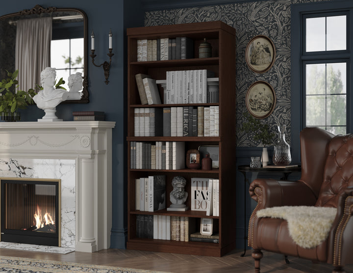 Premium 100% Solid European Oak Hardwood 6-Shelf Modular Bookcase – 32" Wide, 71.5" Tall