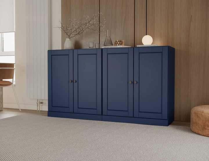 100% Solid Wood 64" Sideboard, Raised Panel Wood Doors, 4 Drawers, Adjustable Shelves