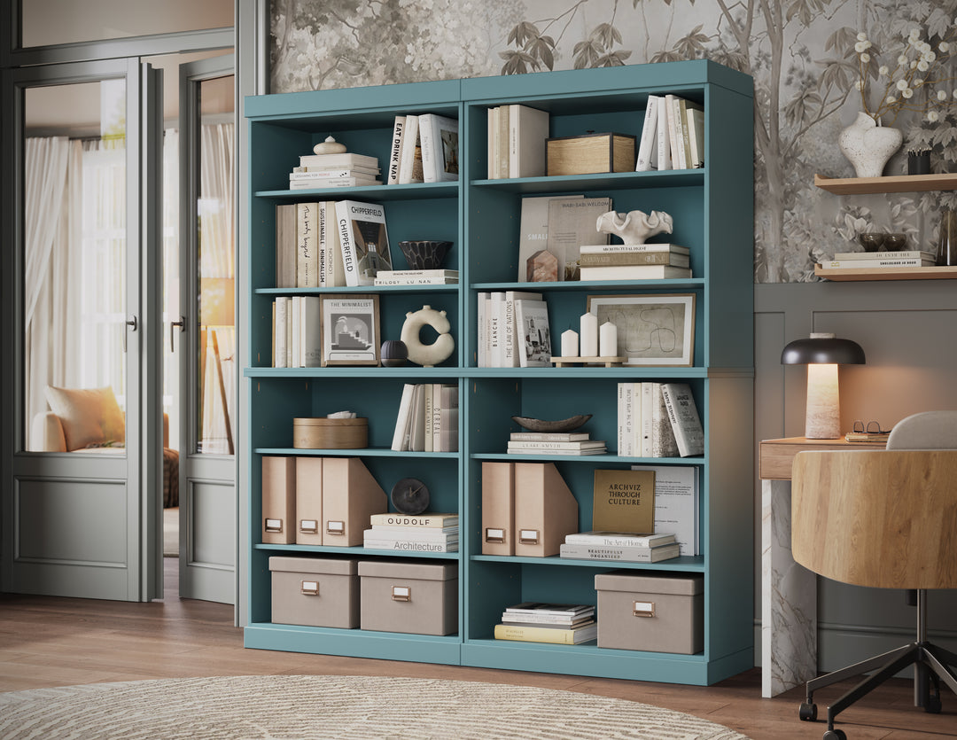 100% Solid Brazilian Pine Wood 12-Shelf Bookcase, Adjustable Shelves, 64" Wide, 71.5" Tall