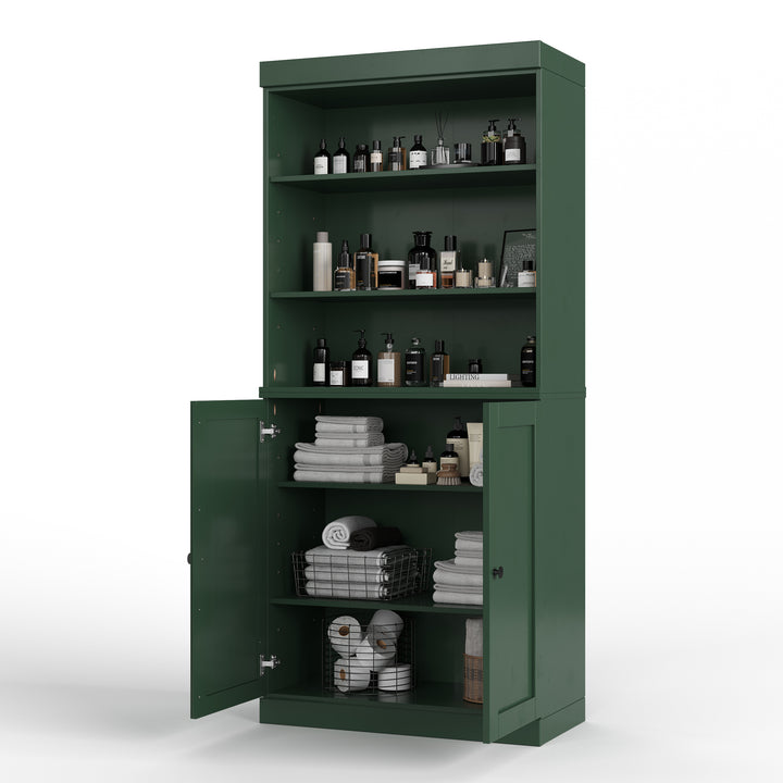 100% Solid Brazilian Pine Wood 32" Bathroom Storage Cabinet with Bottom Shaker Doors and Adjustable Shelves