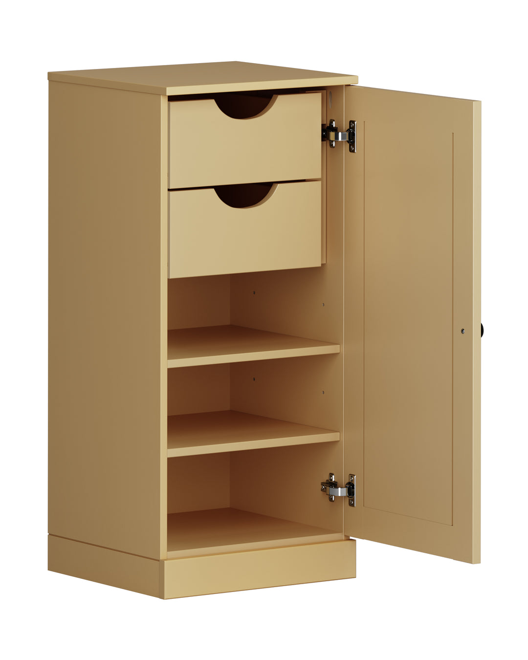 100% Solid Wood Bathroom Storage Cabinet, Shaker Door, 2 Drawers, Adjustable Shelves, 16.5" Wide, 35.75" Tall