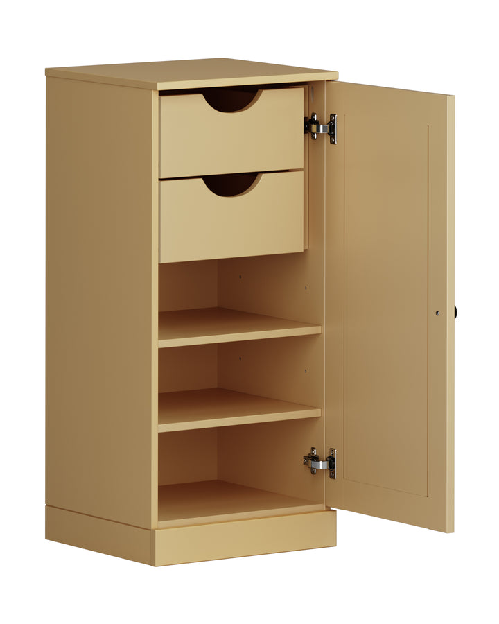 100% Solid Wood Bathroom Storage Cabinet, Shaker Door, 2 Drawers, Adjustable Shelves, 16.5" Wide, 35.75" Tall