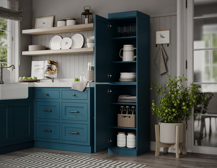 100% Solid Wood 16.5" Pantry Cabinet, 2 Shaker Wood Doors