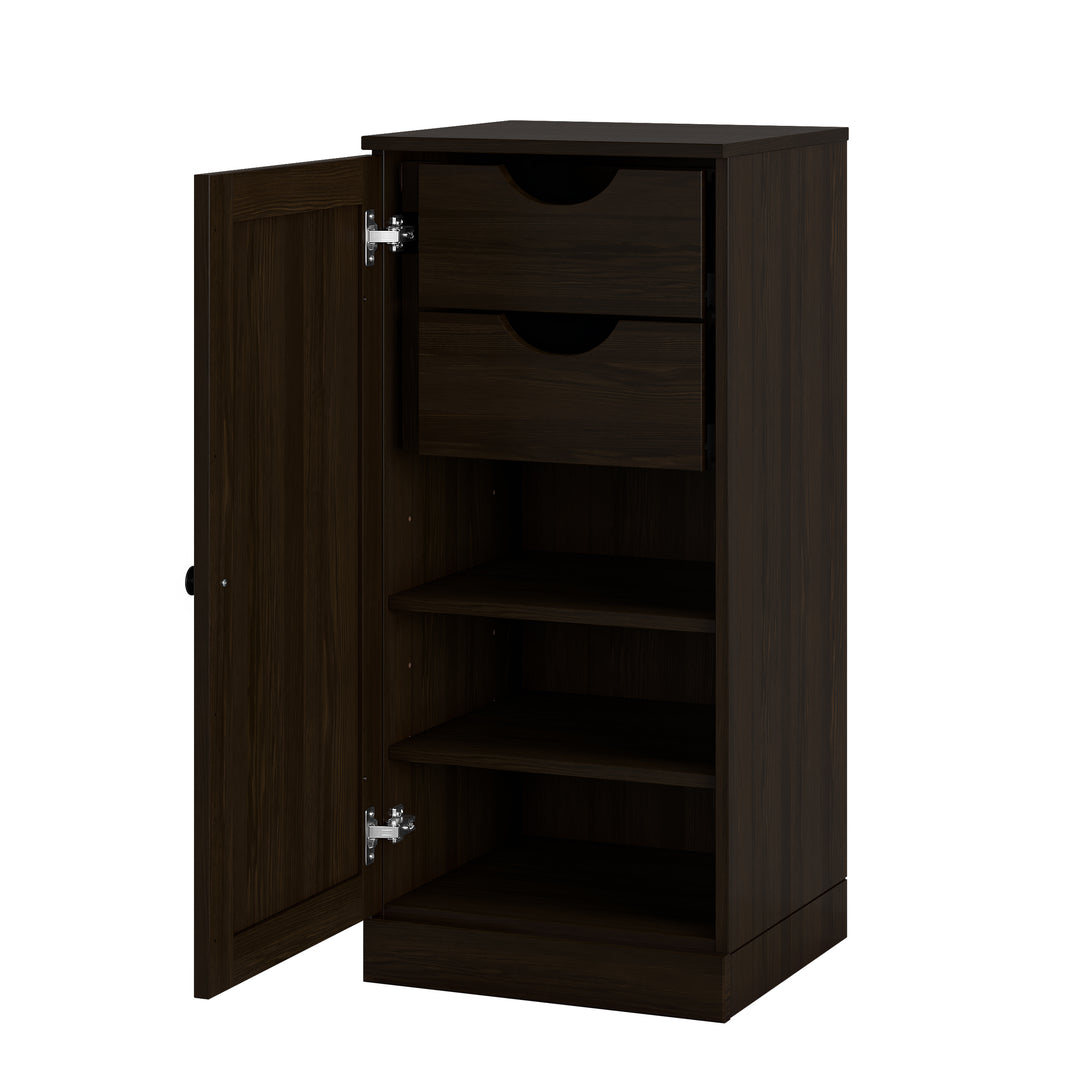 100% Solid Wood Bathroom Storage Cabinet, Shaker Door, 2 Drawers, Adjustable Shelves, 16.5" Wide, 35.75" Tall