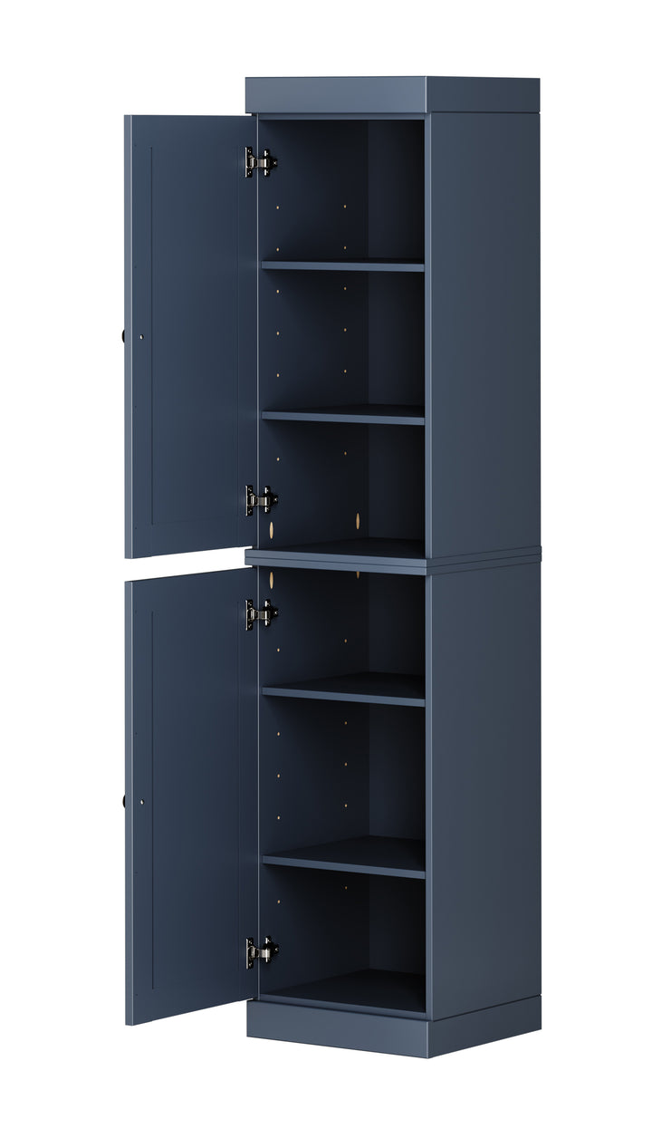 100% Solid Wood 16.5" Pantry Cabinet, 2 Raised Panel Wood Doors