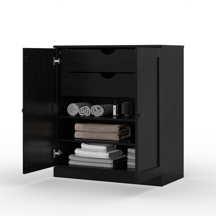 100% Solid Wood 32" Bathroom Cabinet with Shaker Wood Doors, 2-Drawers