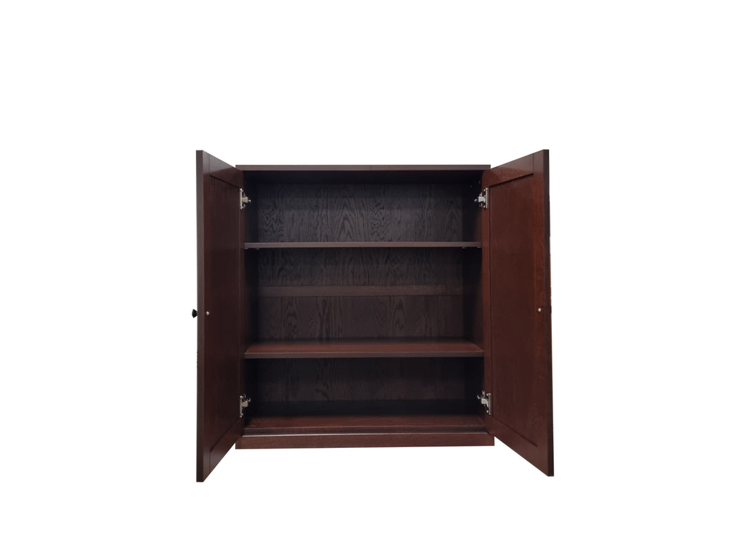 Premium 100% Solid European Oak Hardwood 6-Shelf Modular Bookcase with Bottom Shaker Doors – 32" Wide, 71.5" Tall